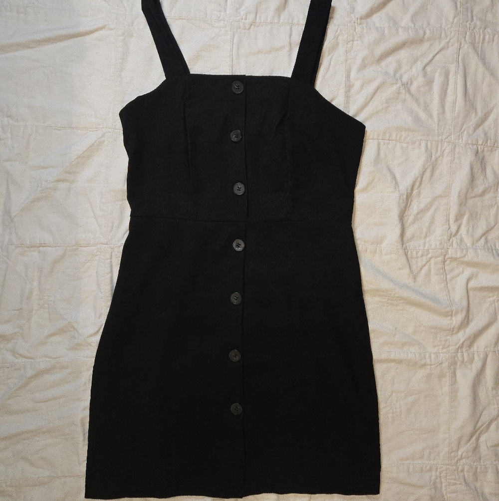 Shein Women's Black Corduroy Mini Dress Size S School Girl